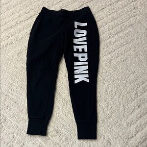 PINK Victoria's Secret Kids Black Sweatpants with White Logo
